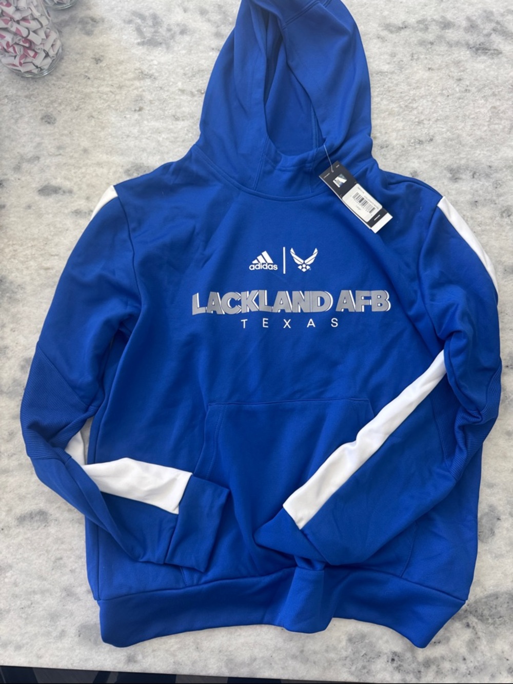 adidas Royal Blue Hoodie with White Accents